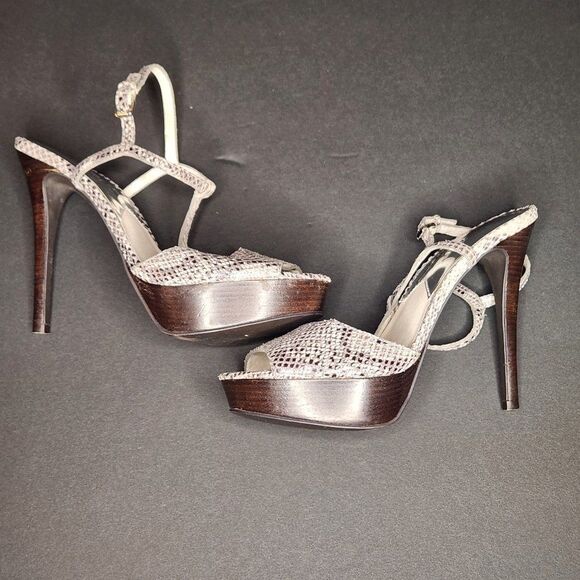 Michael Kors Silver platform snakeskin Pumps Strappy heel , size 8.5 - Picture 1 of 7